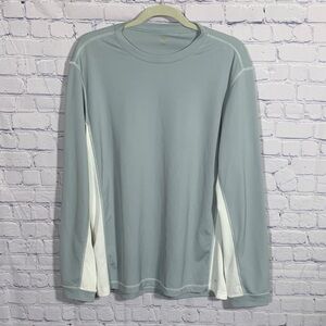 Alo Yoga Mens Cool Fit Long Sleeve T-Shirt Two Tone Blue Sz L Athleisure Casual